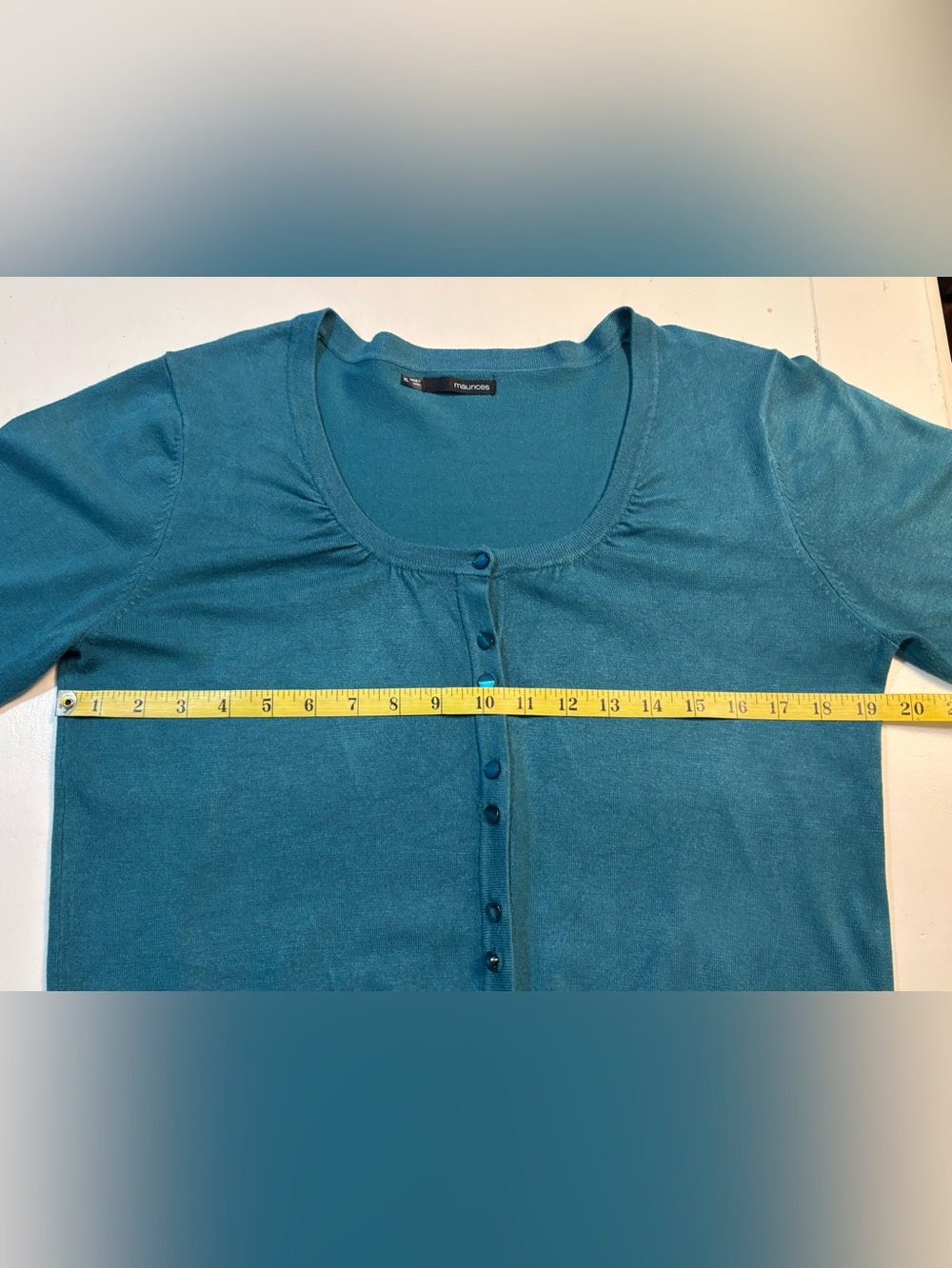 Maurices Women’s XL Teal Turquoise Scoop-Neck Ribbed Sweater Cardigan Knit - Picture 8 of 11